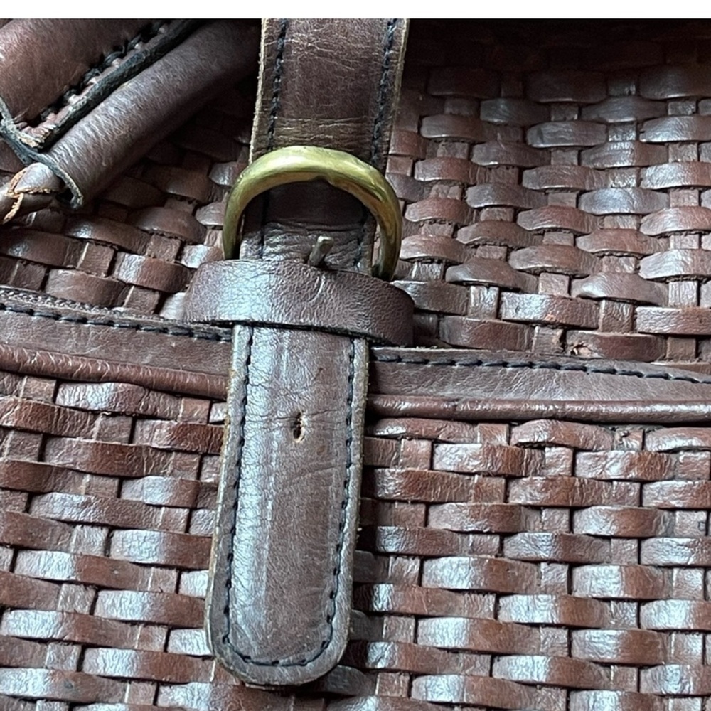 LEATHER Basketweave Rucksack Backpack - Picture 11 of 14
